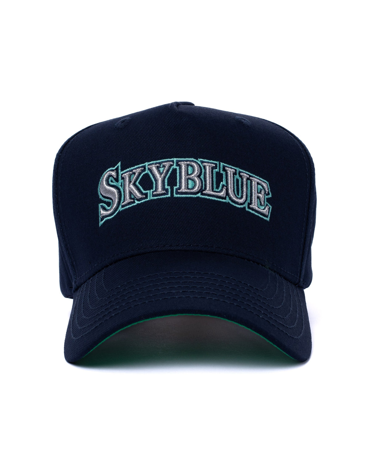 Navy Skyblue wordmark snapback