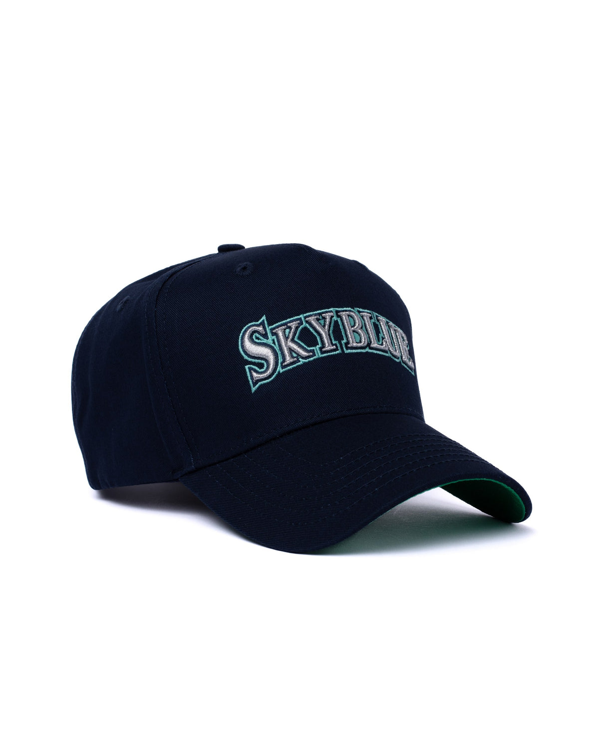 Navy Skyblue wordmark snapback