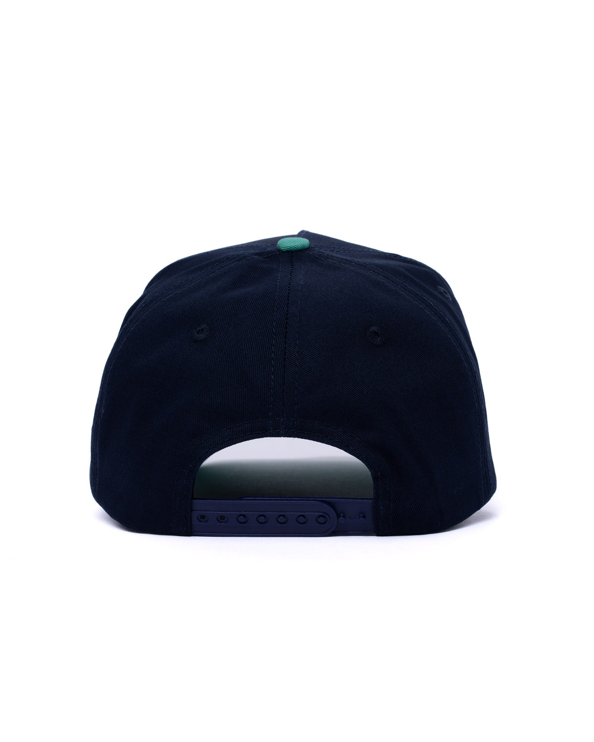 Navy and teal Skyblue wordmark snapback
