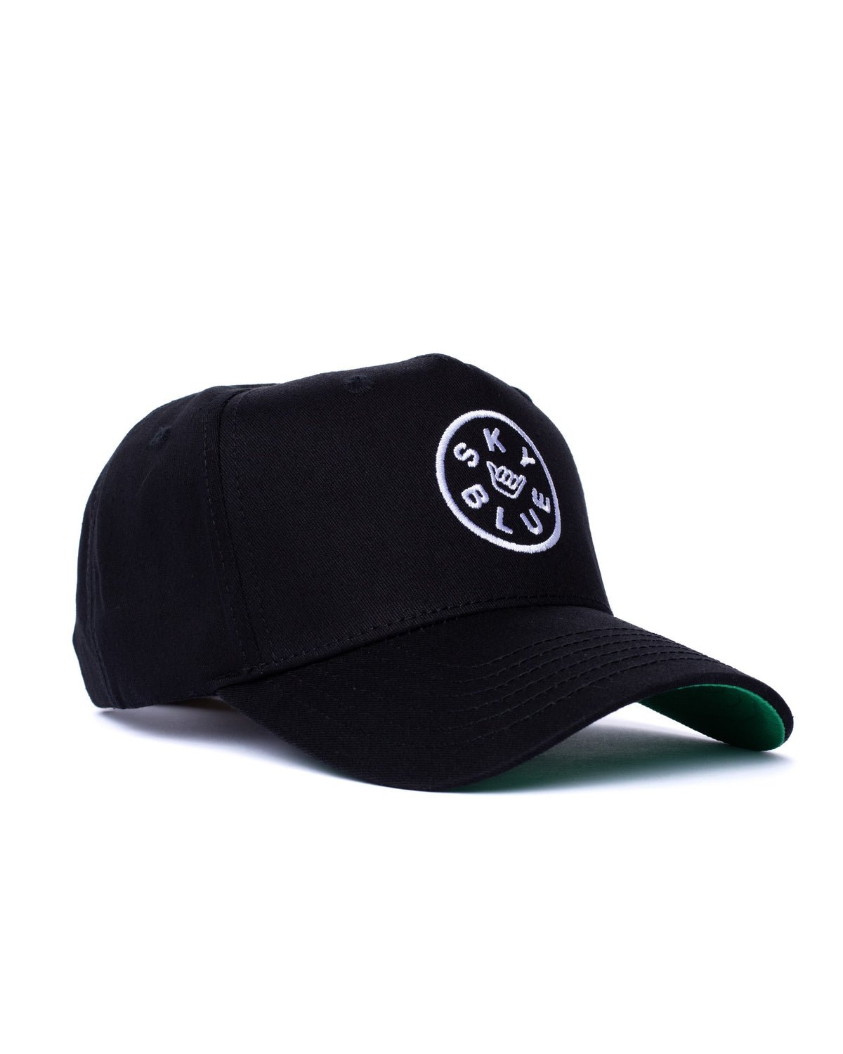 Black Skyblue snapback with white shaka badge