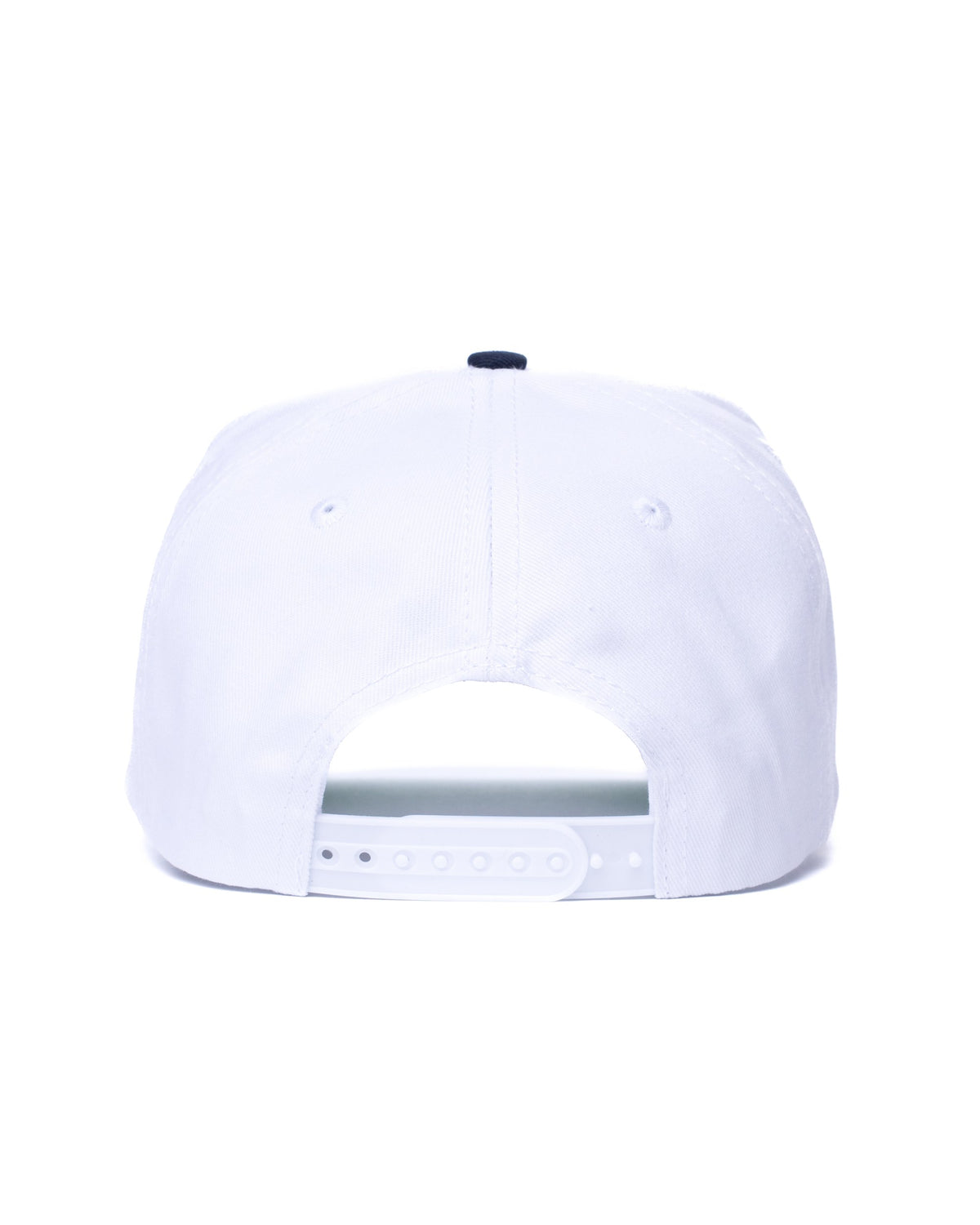 White and navy Skyblue wordmark snapback