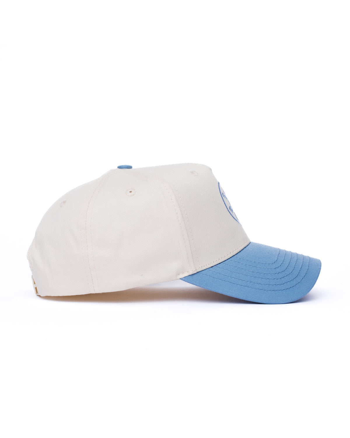 Cream and sky blue Skyblue snapback with shaka badge