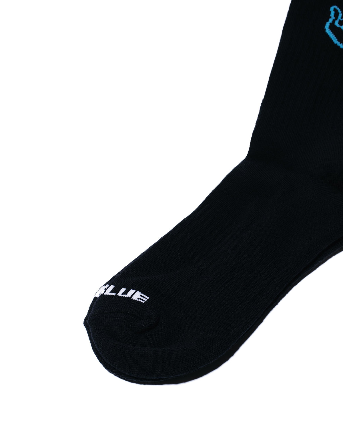 Black Skyblue crew sock with sky blue shaka